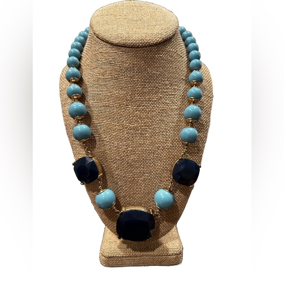 Banana Republic Jewelry - Vintage Banana Republic Beaded Statement Necklace in Blues and Gold